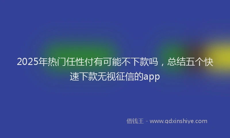 2025年热门任性付有可能不下款吗，总结五个快速下款无视征信的app