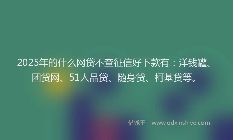 2025年的什么网贷不查征信好下款有：洋钱罐、团贷网、51人品贷、随身贷、柯基贷等。