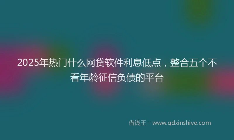 2025年热门什么网贷软件利息低点，整合五个不看年龄征信负债的平台