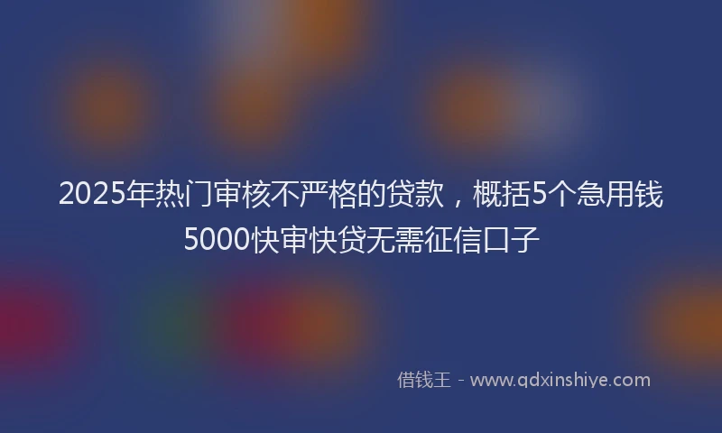 2025年热门审核不严格的贷款，概括5个急用钱5000快审快贷无需征信口子