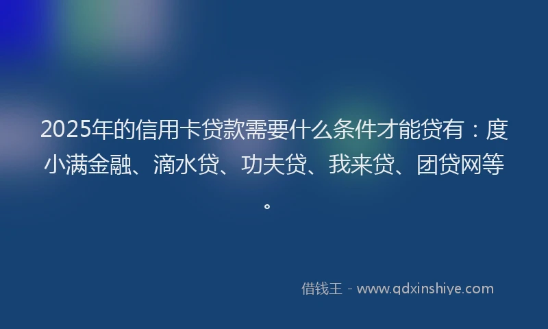 2025年的信用卡贷款需要什么条件才能贷有：度小满金融、滴水贷、功夫贷、我来贷、团贷网等。
