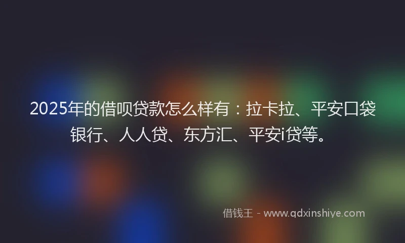 2025年的借呗贷款怎么样有：拉卡拉、平安口袋银行、人人贷、东方汇、平安i贷等。