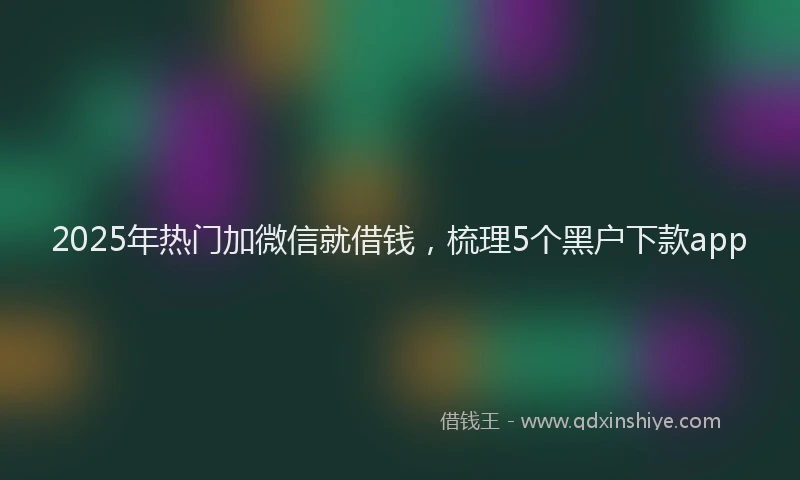 2025年热门加微信就借钱，梳理5个黑户下款app