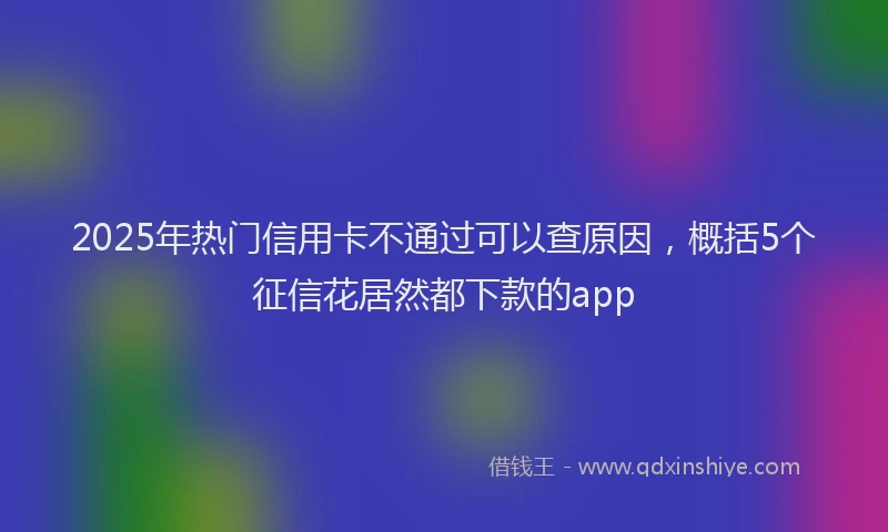 2025年热门信用卡不通过可以查原因，概括5个征信花居然都下款的app