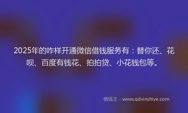 2025年的咋样开通微信借钱服务有：替你还、花呗、百度有钱花、拍拍贷、小花钱包等。