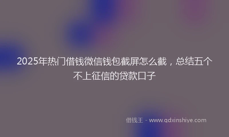 2025年热门借钱微信钱包截屏怎么截，总结五个不上征信的贷款口子