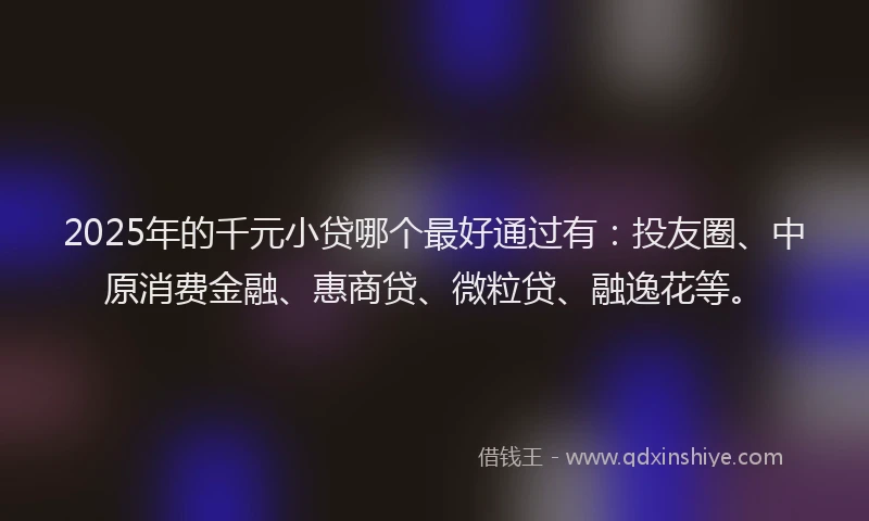 2025年的千元小贷哪个最好通过有：投友圈、中原消费金融、惠商贷、微粒贷、融逸花等。