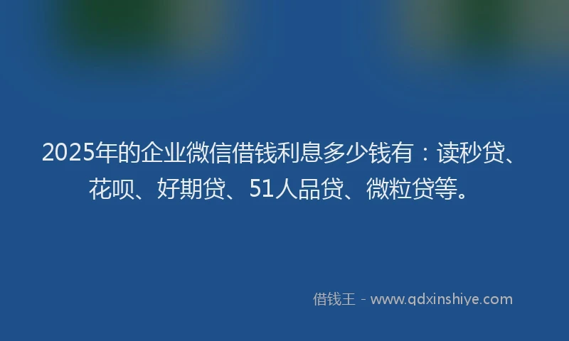 2025年的企业微信借钱利息多少钱有：读秒贷、花呗、好期贷、51人品贷、微粒贷等。