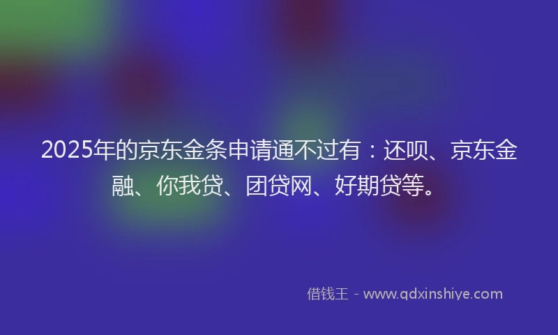 2025年的京东金条申请通不过有：还呗、京东金融、你我贷、团贷网、好期贷等。
