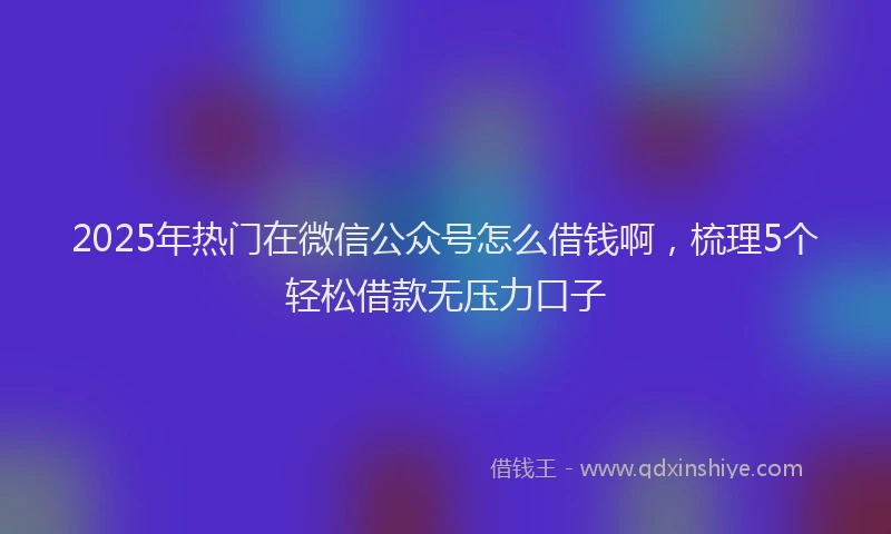 2025年热门在微信公众号怎么借钱啊，梳理5个轻松借款无压力口子
