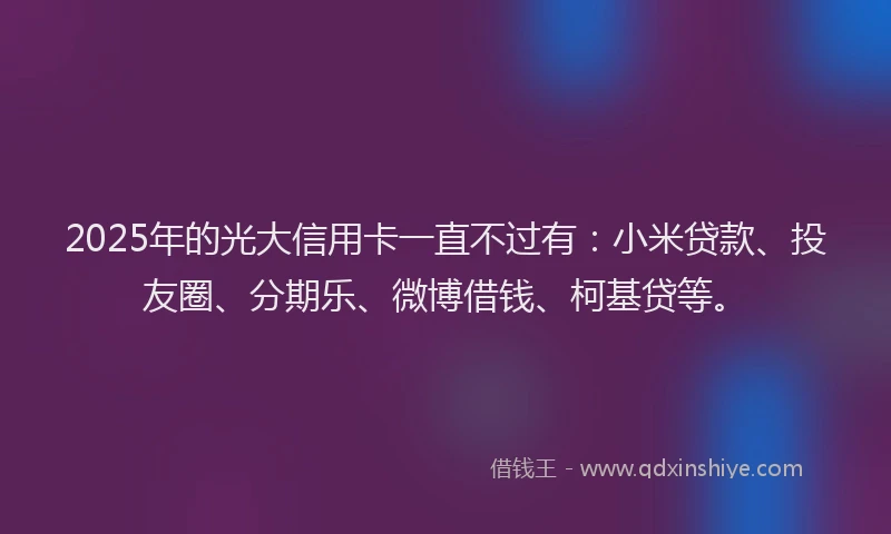 2025年的光大信用卡一直不过有：小米贷款、投友圈、分期乐、微博借钱、柯基贷等。
