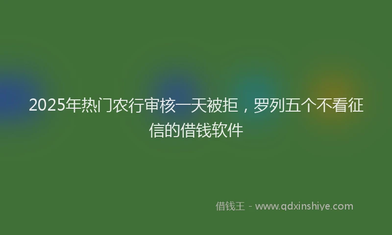 2025年热门农行审核一天被拒，罗列五个不看征信的借钱软件