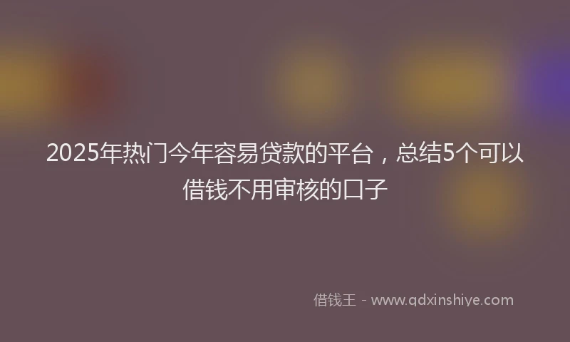 2025年热门今年容易贷款的平台，总结5个可以借钱不用审核的口子