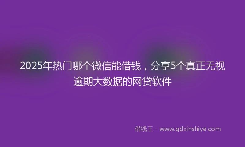 2025年热门哪个微信能借钱，分享5个真正无视逾期大数据的网贷软件