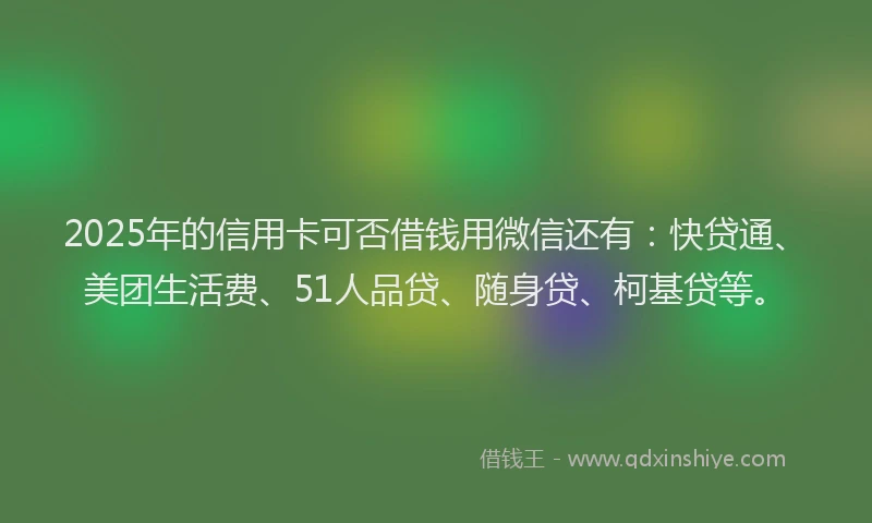 2025年的信用卡可否借钱用微信还有：快贷通、美团生活费、51人品贷、随身贷、柯基贷等。