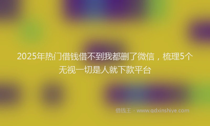 2025年热门借钱借不到我都删了微信，梳理5个无视一切是人就下款平台
