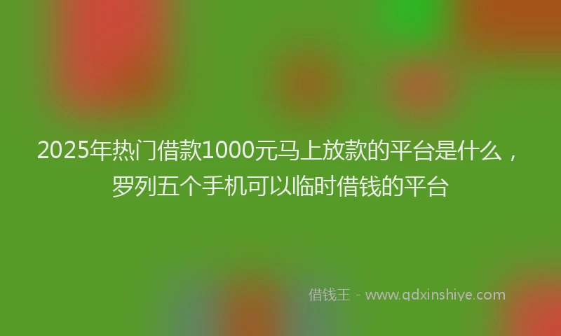2025年热门借款1000元马上放款的平台是什么，罗列五个手机可以临时借钱的平台