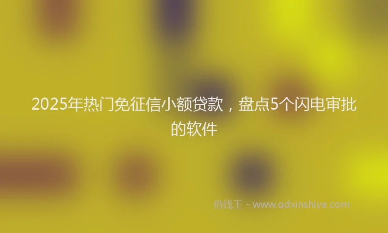2025年热门免征信小额贷款，盘点5个闪电审批的软件