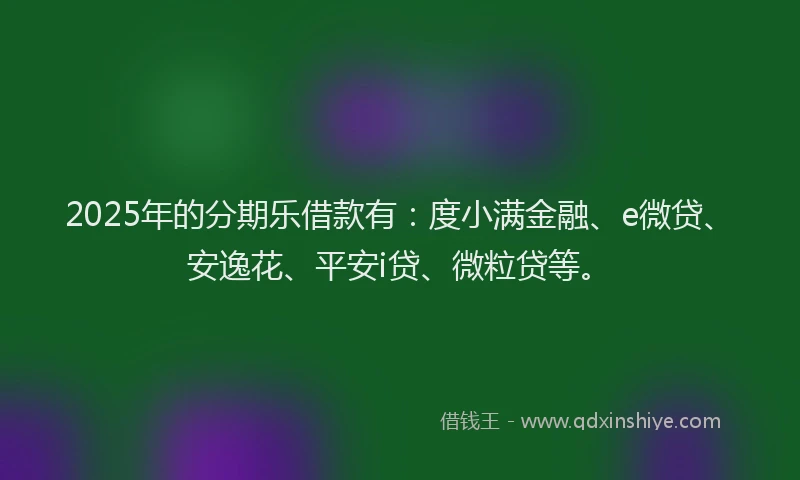 2025年的分期乐借款有：度小满金融、e微贷、安逸花、平安i贷、微粒贷等。