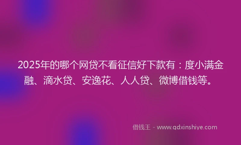 2025年的哪个网贷不看征信好下款有：度小满金融、滴水贷、安逸花、人人贷、微博借钱等。