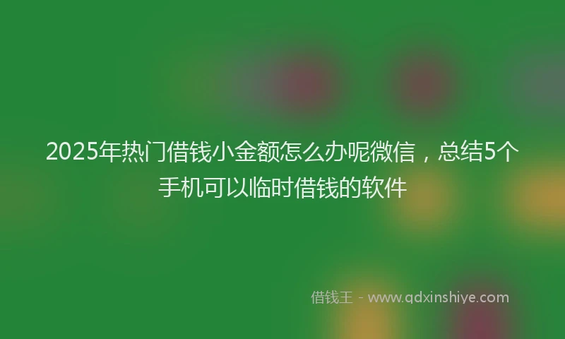 2025年热门借钱小金额怎么办呢微信，总结5个手机可以临时借钱的软件