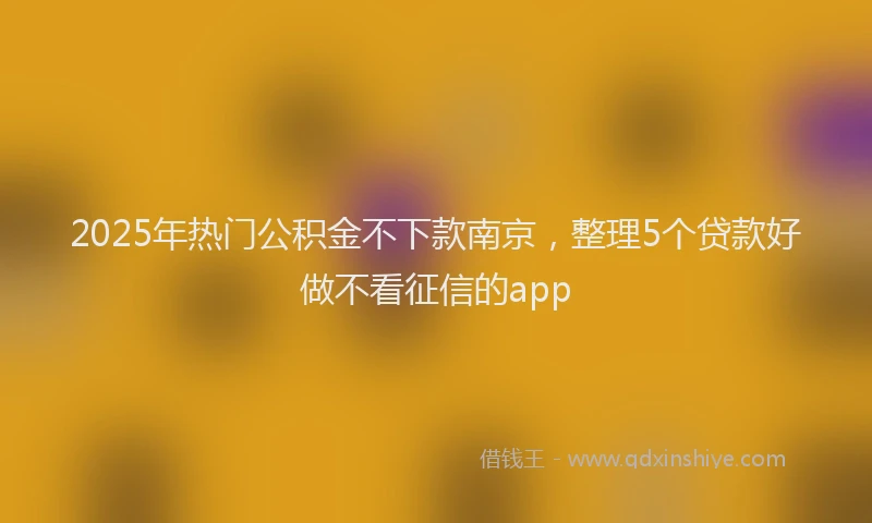 2025年热门公积金不下款南京，整理5个贷款好做不看征信的app