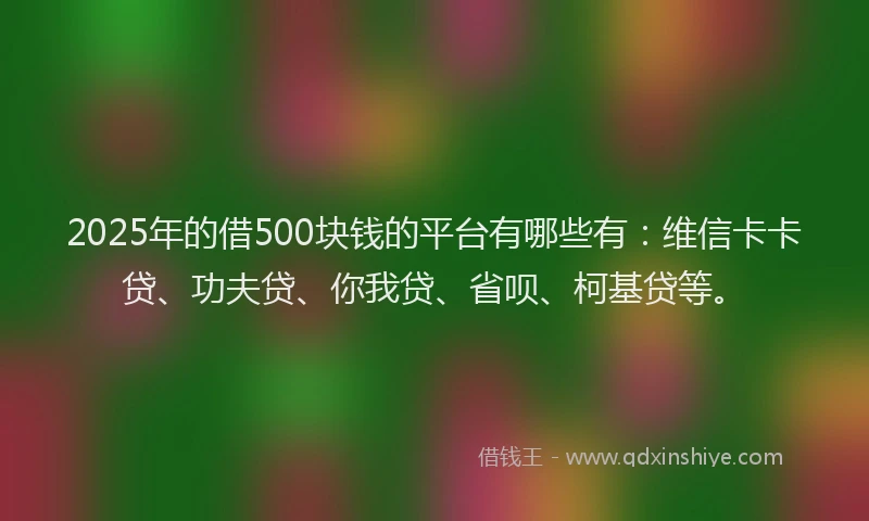 2025年的借500块钱的平台有哪些有：维信卡卡贷、功夫贷、你我贷、省呗、柯基贷等。