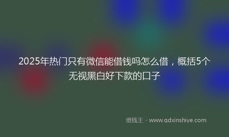 2025年热门只有微信能借钱吗怎么借，概括5个无视黑白好下款的口子