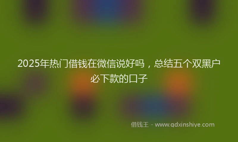2025年热门借钱在微信说好吗，总结五个双黑户必下款的口子
