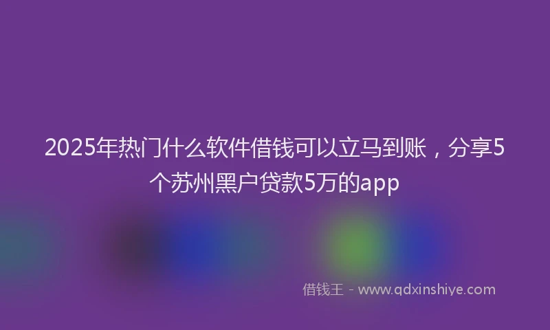 2025年热门什么软件借钱可以立马到账，分享5个苏州黑户贷款5万的app