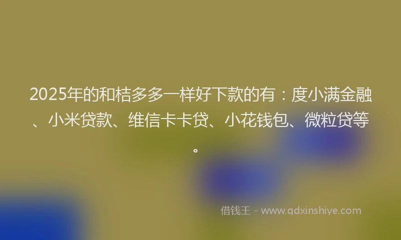 2025年的和桔多多一样好下款的有：度小满金融、小米贷款、维信卡卡贷、小花钱包、微粒贷等。