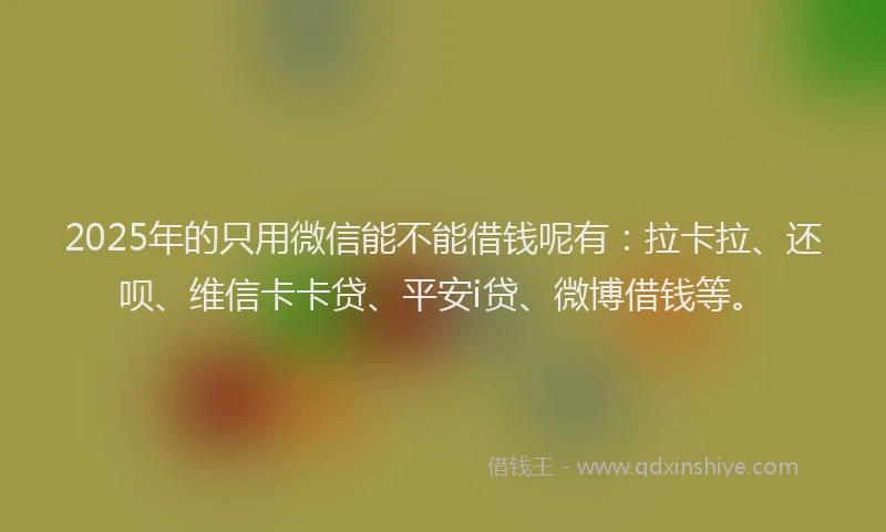2025年的只用微信能不能借钱呢有：拉卡拉、还呗、维信卡卡贷、平安i贷、微博借钱等。