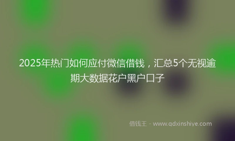 2025年热门如何应付微信借钱，汇总5个无视逾期大数据花户黑户口子