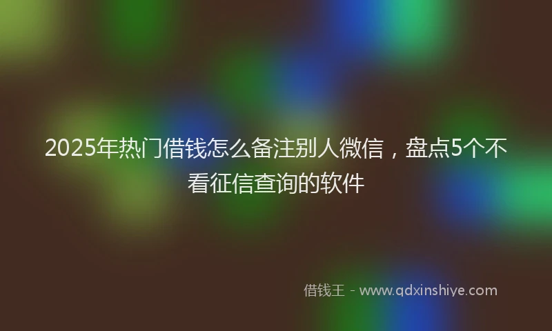 2025年热门借钱怎么备注别人微信，盘点5个不看征信查询的软件