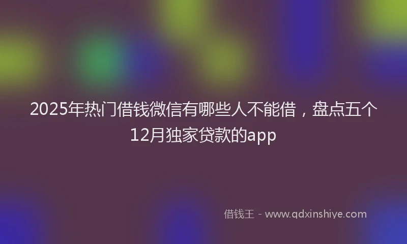 2025年热门借钱微信有哪些人不能借，盘点五个12月独家贷款的app