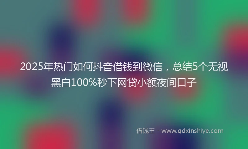 2025年热门如何抖音借钱到微信，总结5个无视黑白100%秒下网贷小额夜间口子
