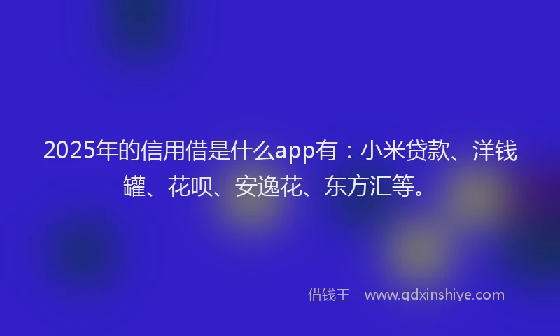 2025年的信用借是什么app有：小米贷款、洋钱罐、花呗、安逸花、东方汇等。