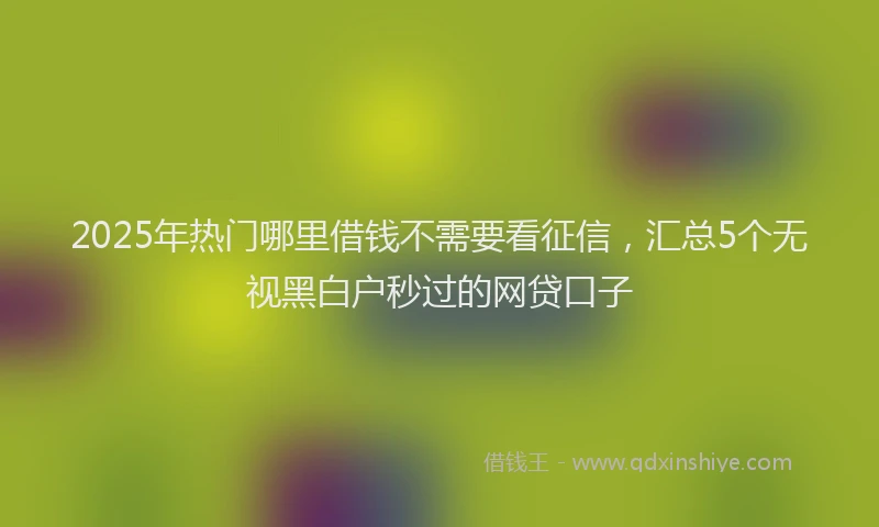2025年热门哪里借钱不需要看征信，汇总5个无视黑白户秒过的网贷口子
