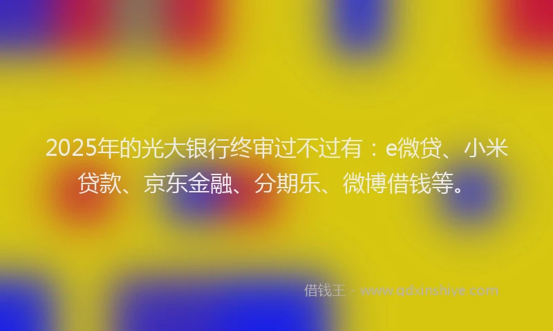 2025年的光大银行终审过不过有：e微贷、小米贷款、京东金融、分期乐、微博借钱等。