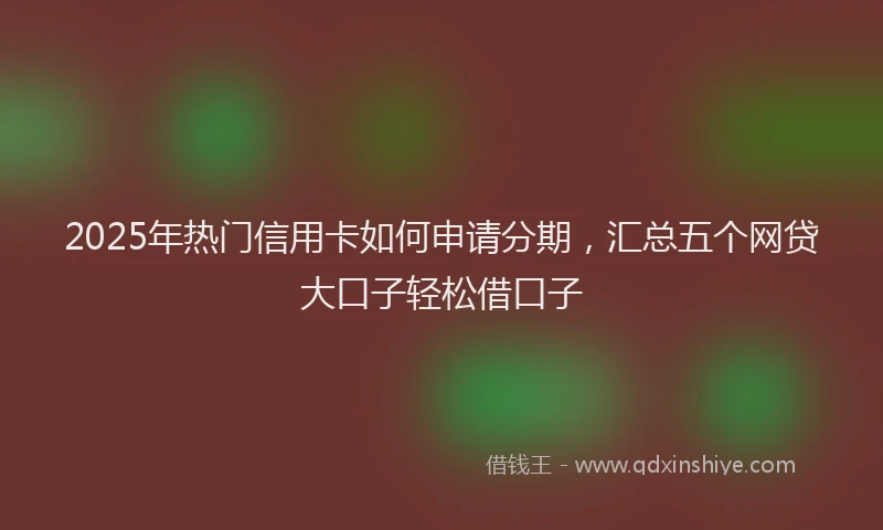 2025年热门信用卡如何申请分期，汇总五个网贷大口子轻松借口子