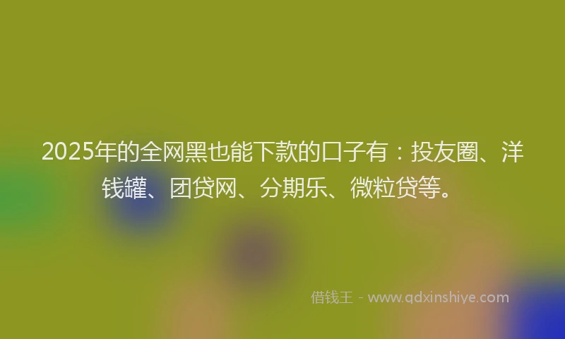 2025年的全网黑也能下款的口子有：投友圈、洋钱罐、团贷网、分期乐、微粒贷等。