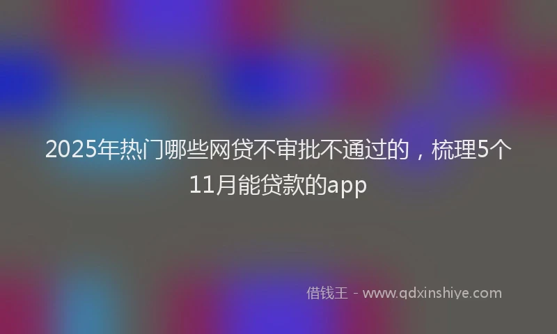 2025年热门哪些网贷不审批不通过的，梳理5个11月能贷款的app