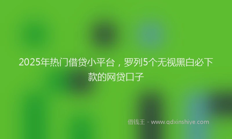 2025年热门借贷小平台，罗列5个无视黑白必下款的网贷口子