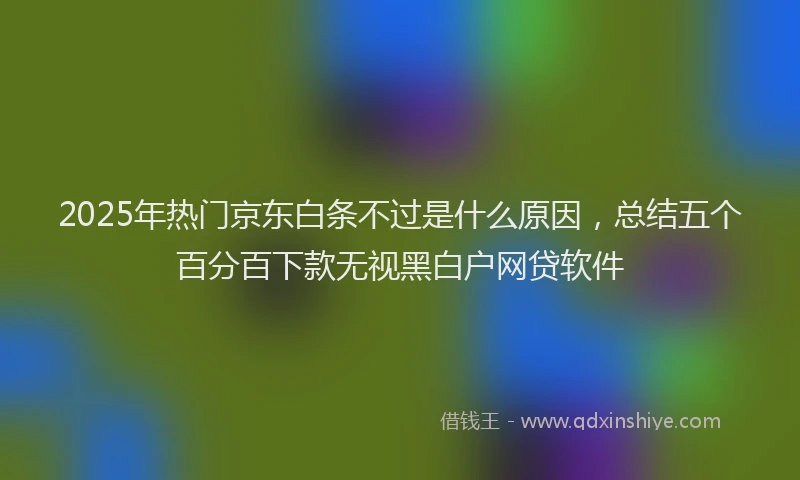 2025年热门京东白条不过是什么原因，总结五个百分百下款无视黑白户网贷软件