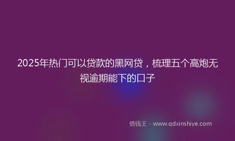 2025年热门可以贷款的黑网贷，梳理五个高炮无视逾期能下的口子