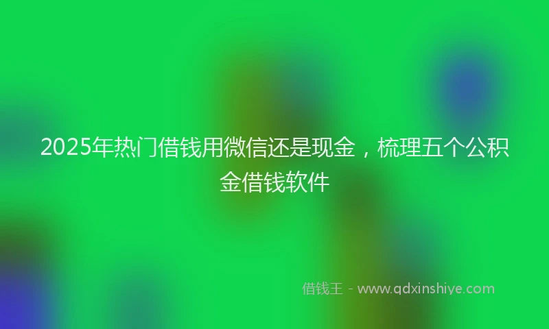 2025年热门借钱用微信还是现金,梳理五个公积金借钱软件