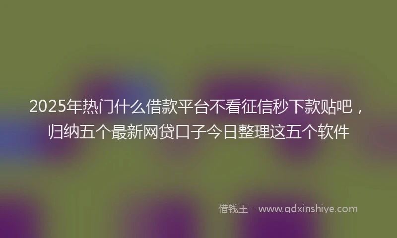 2025年热门什么借款平台不看征信秒下款贴吧，归纳五个最新网贷口子今日整理这五个软件