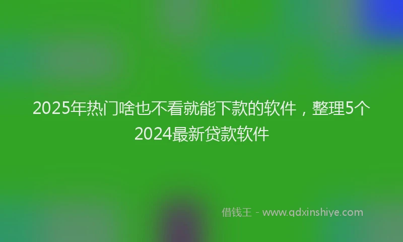 2025年热门啥也不看就能下款的软件，整理5个2024最新贷款软件