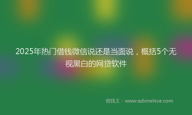 2025年热门借钱微信说还是当面说，概括5个无视黑白的网贷软件