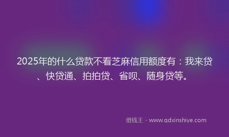 2025年的什么贷款不看芝麻信用额度有：我来贷、快贷通、拍拍贷、省呗、随身贷等。